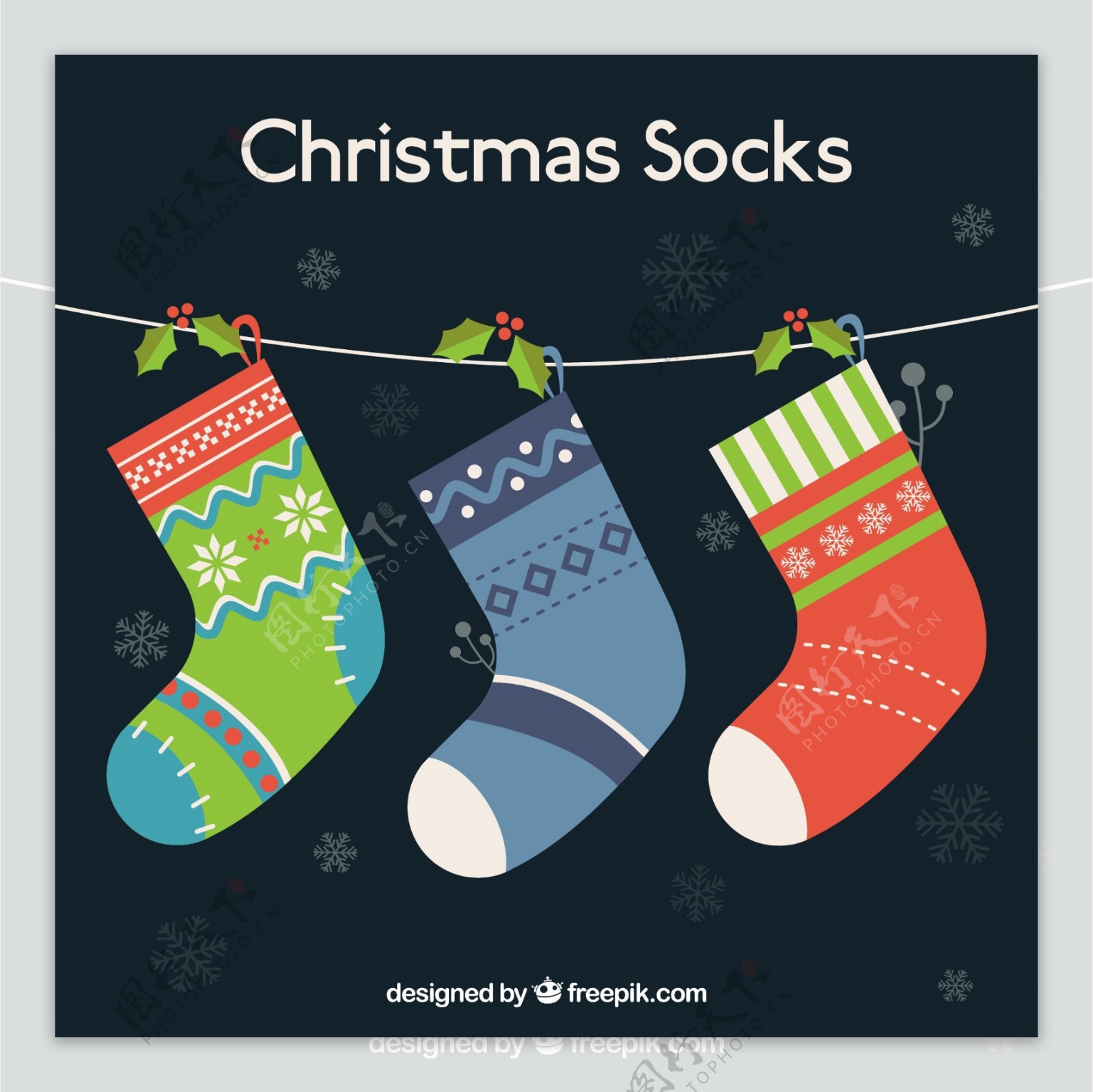 圣诞节挂着的矢量袜子