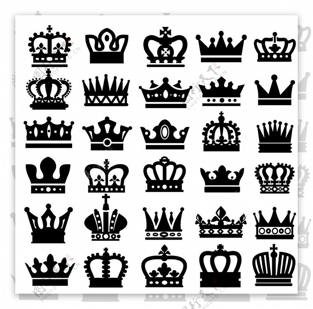 黑色王冠图标矢量素材图片