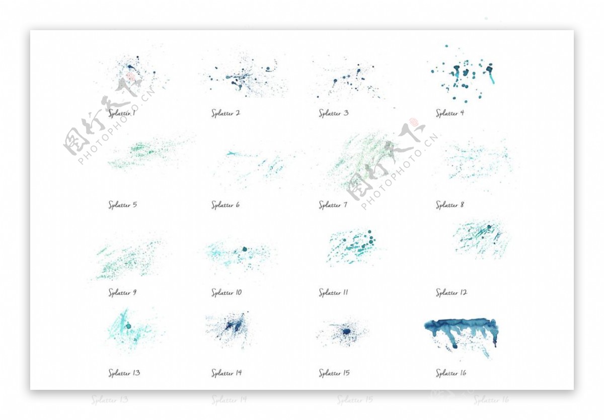 水彩喷溅墨迹和油漆PS笔刷