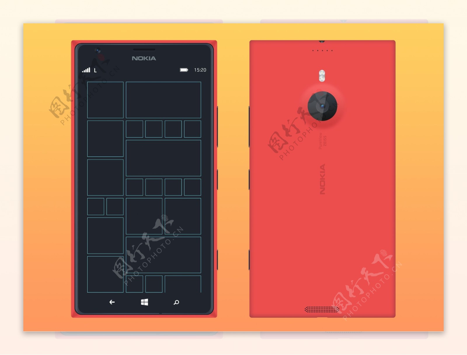 红黑诺基亚lumia1520样机模板素材