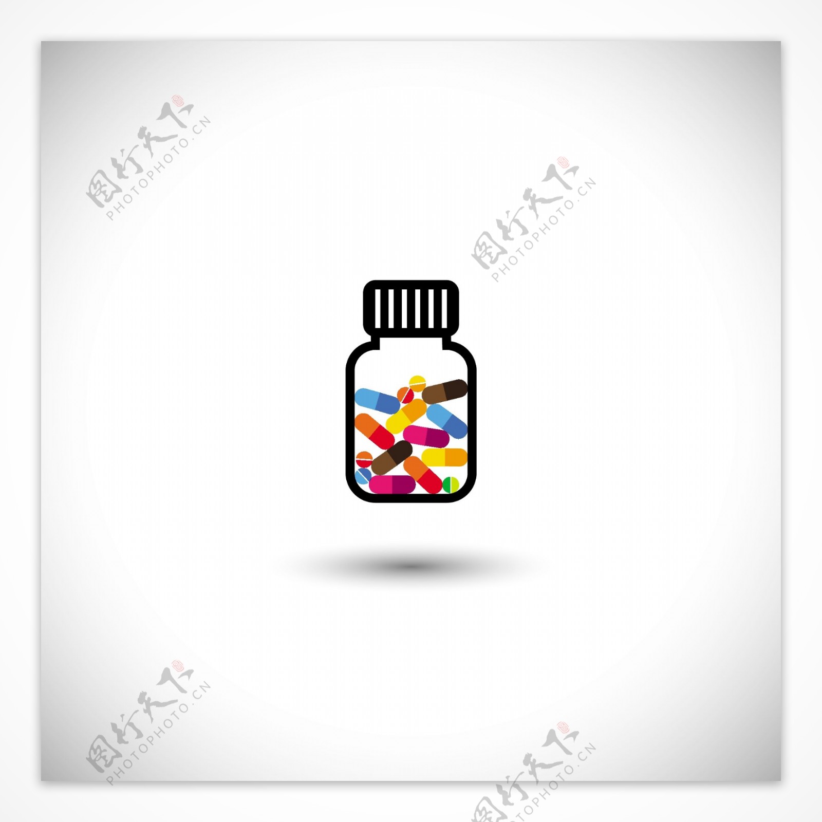 一瓶彩色药片