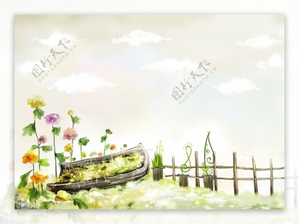 篱笆和花朵