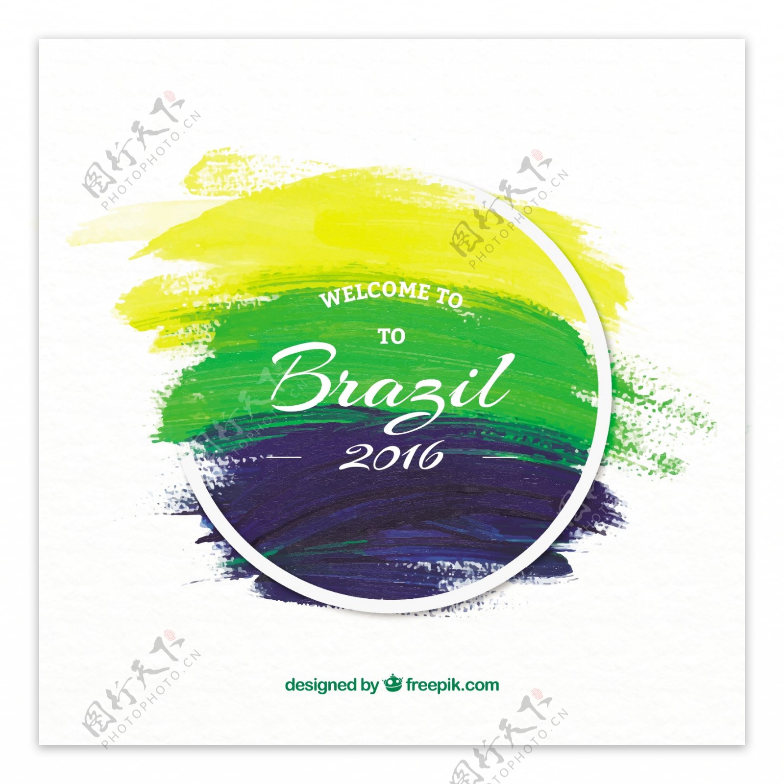 巴西奥运会2016毛笔笔刷背景矢