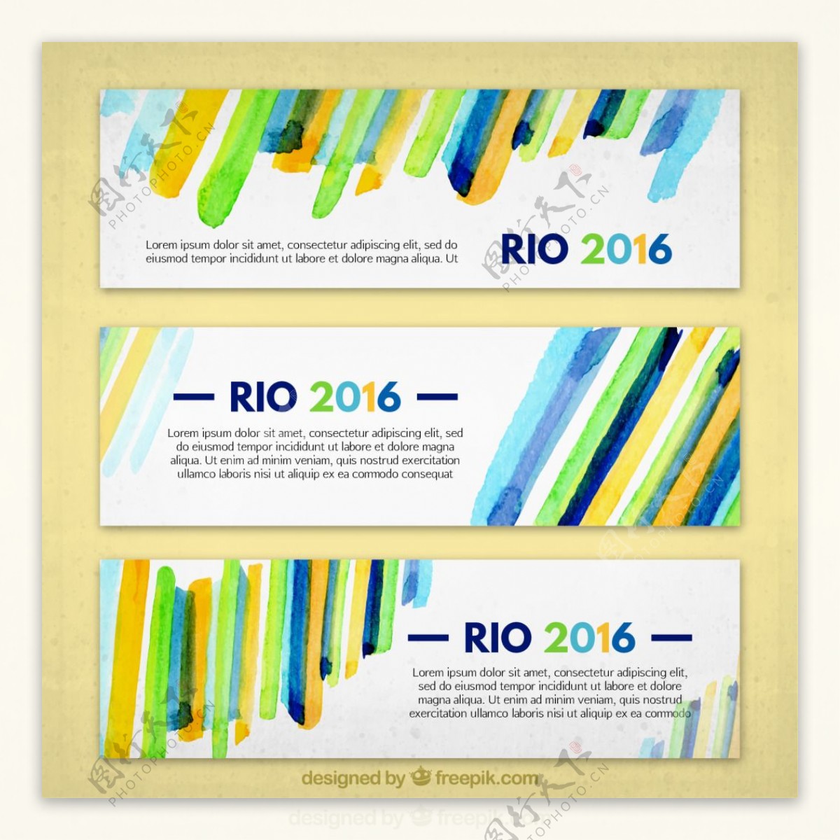 七彩色里约2016奥运会横幅设计矢量图