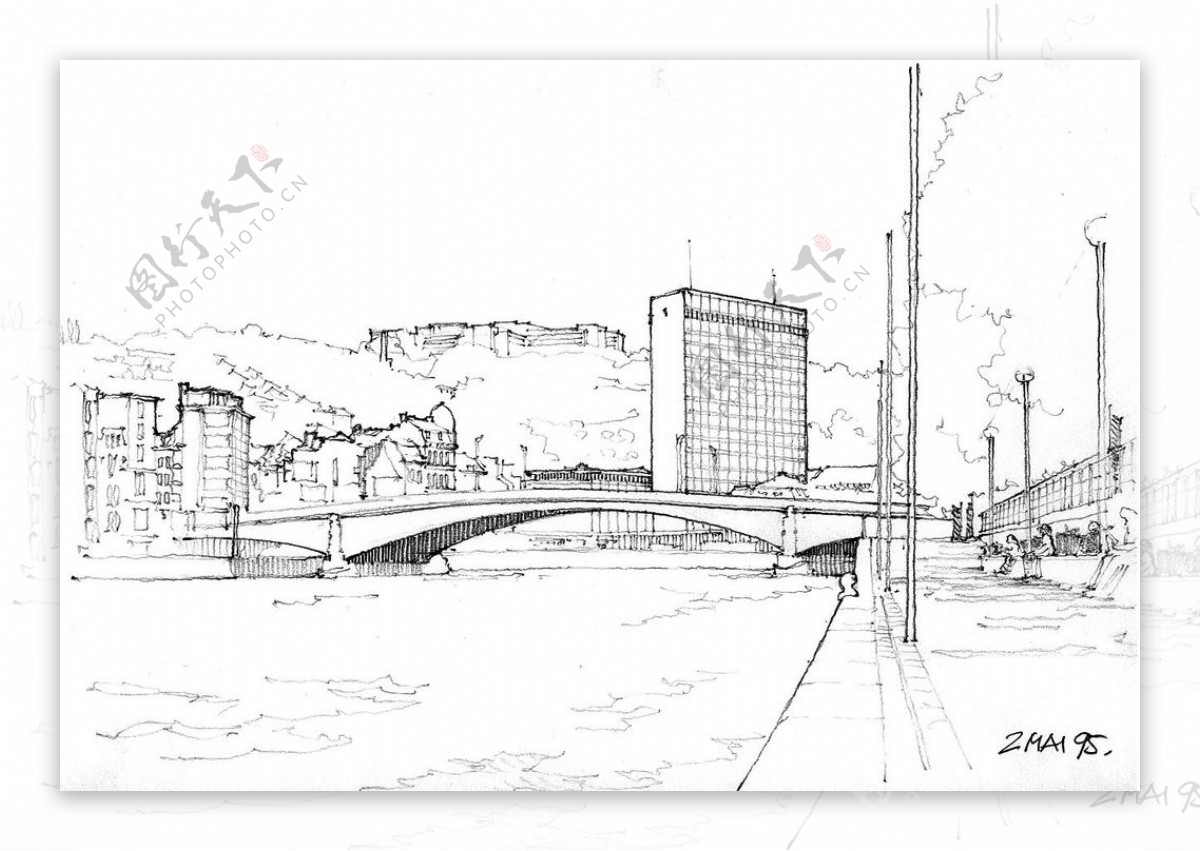 城市拱桥建筑效果图