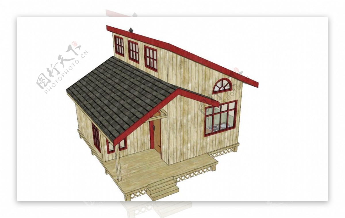 木质别墅单体模型