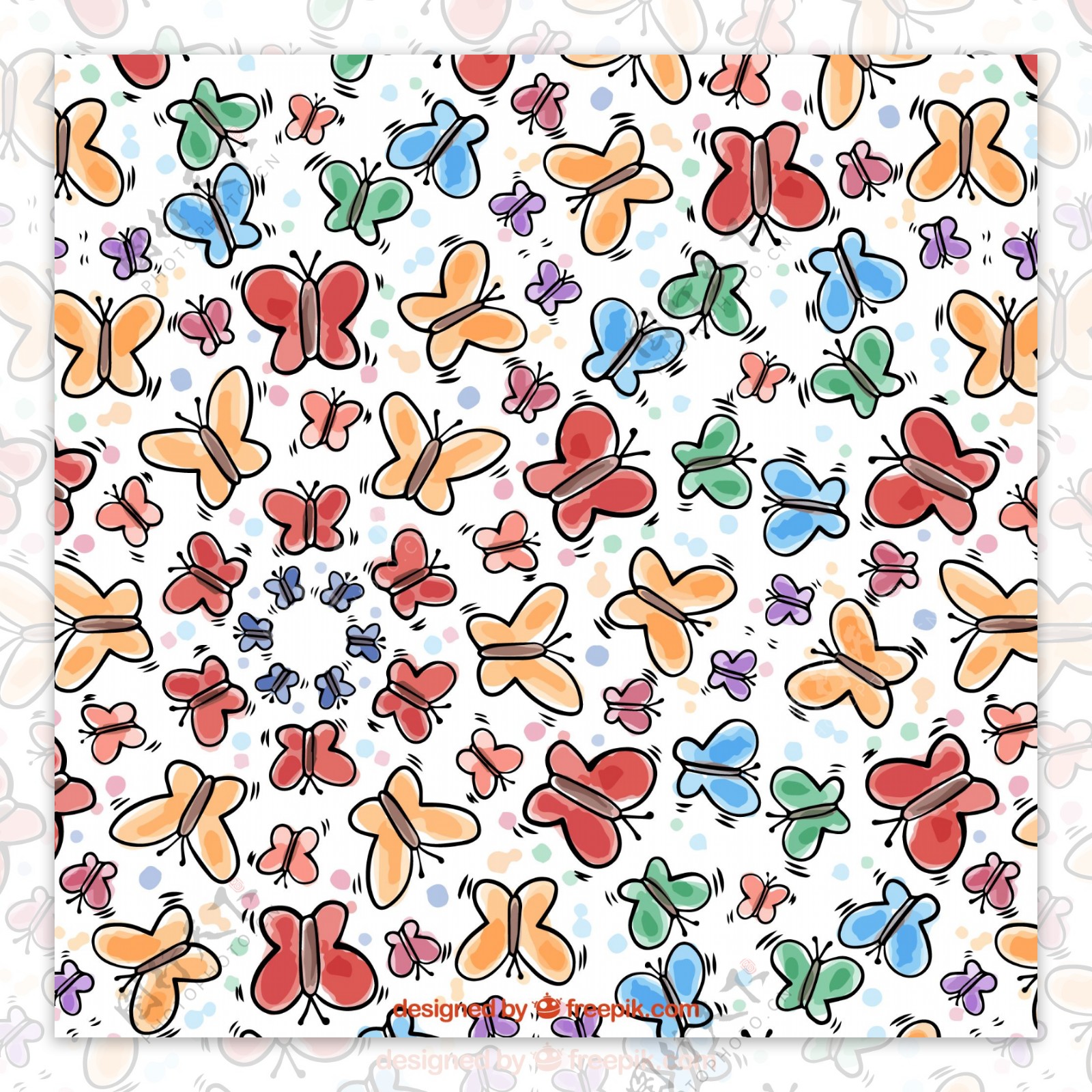 手绘水彩蝴蝶图案