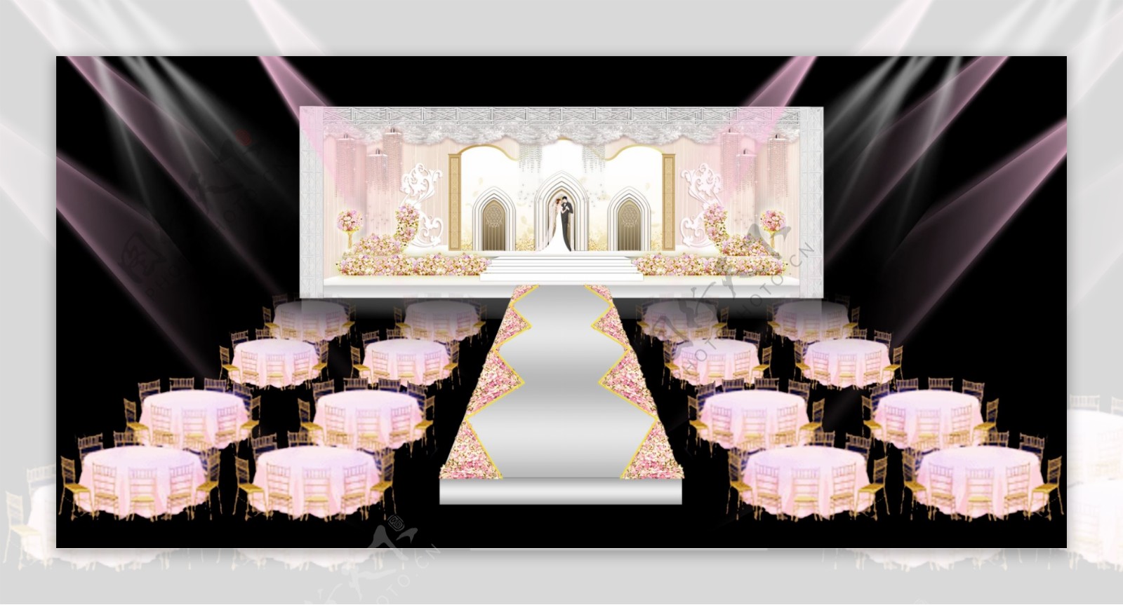 粉色教堂婚礼效果图