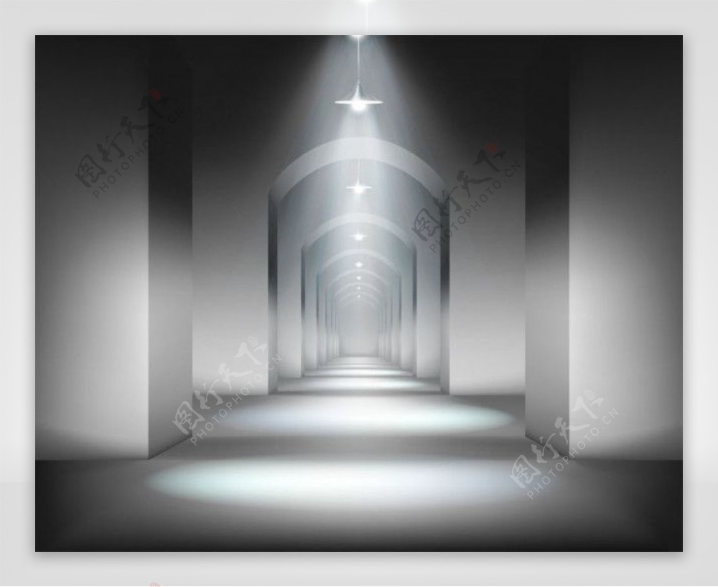灯光下的走廊图片