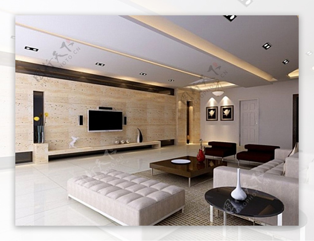 现代家装客厅模型图片