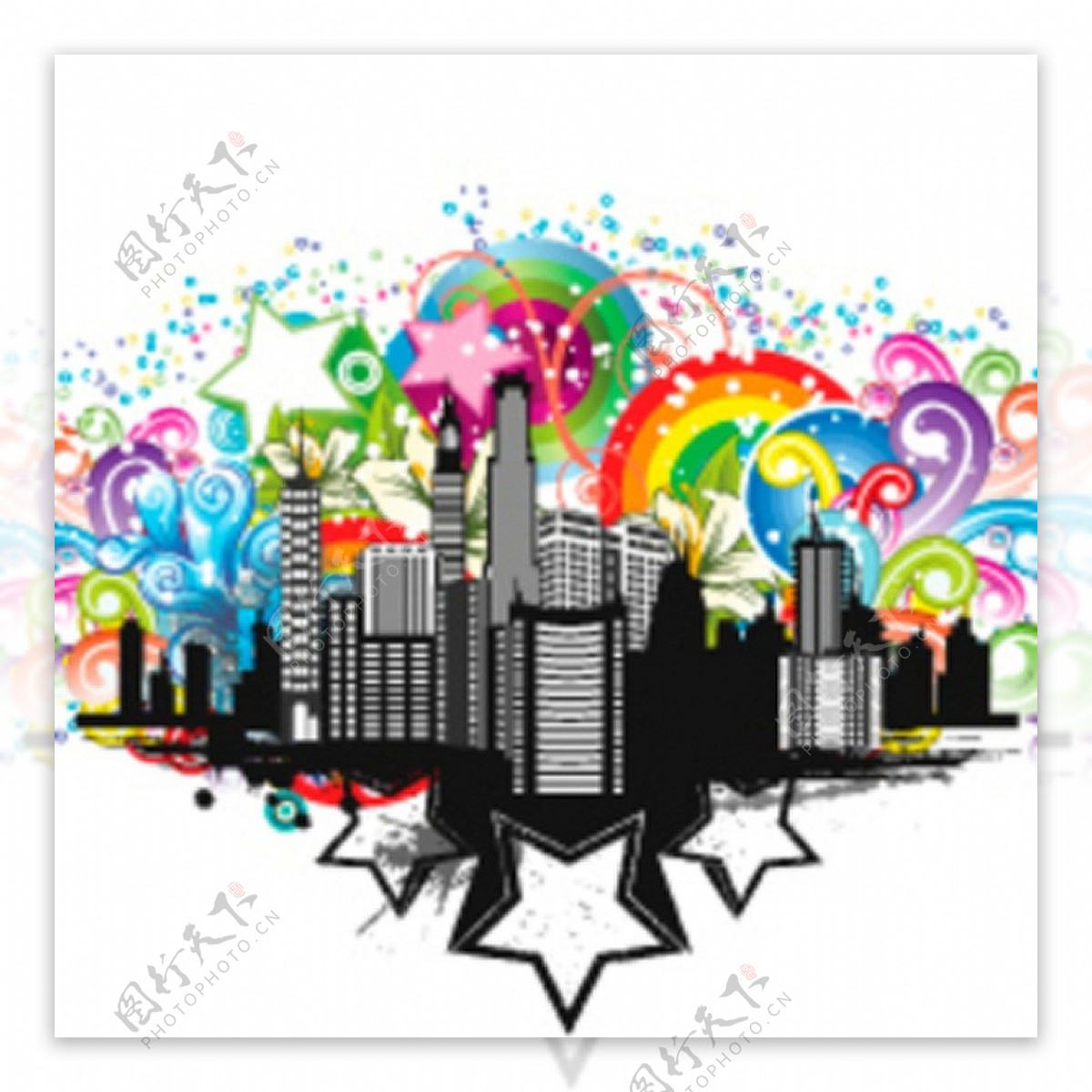城市彩虹矢量图标背景