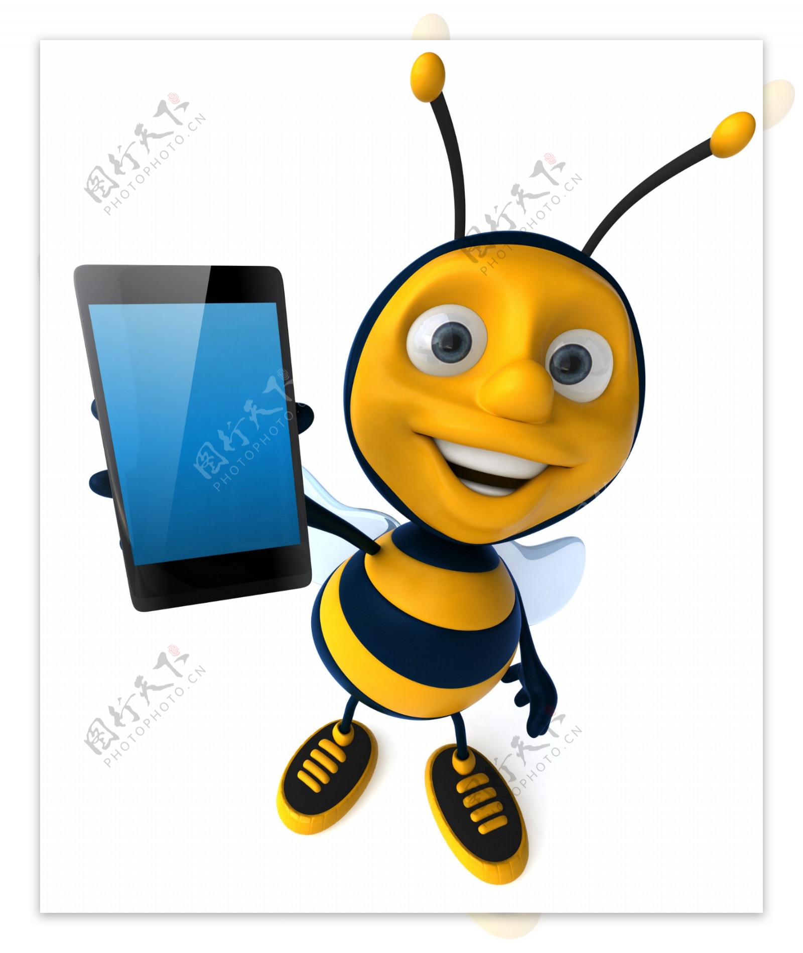 拿着触屏手机的蜜蜂图片