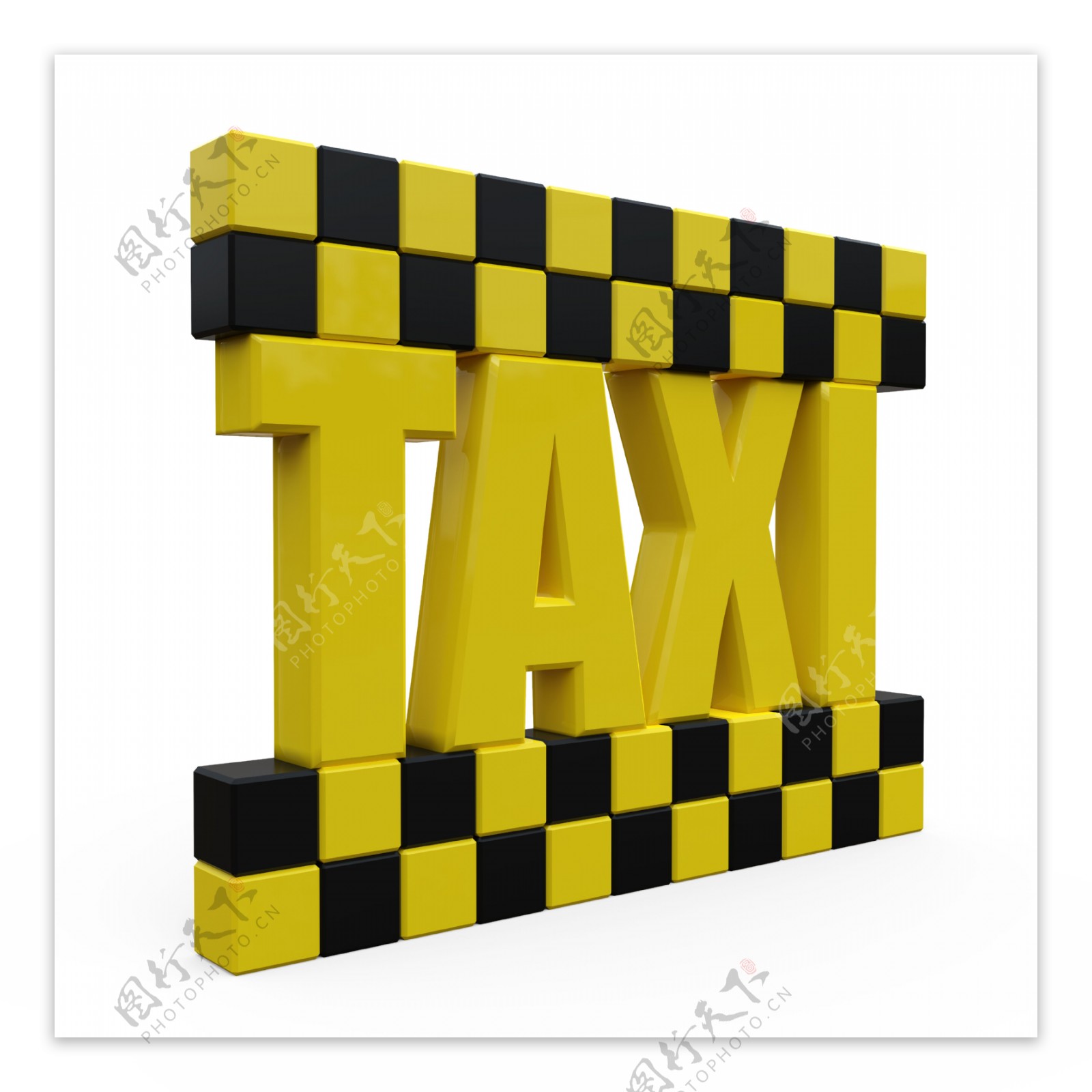 黄色立体TAXI标识图片