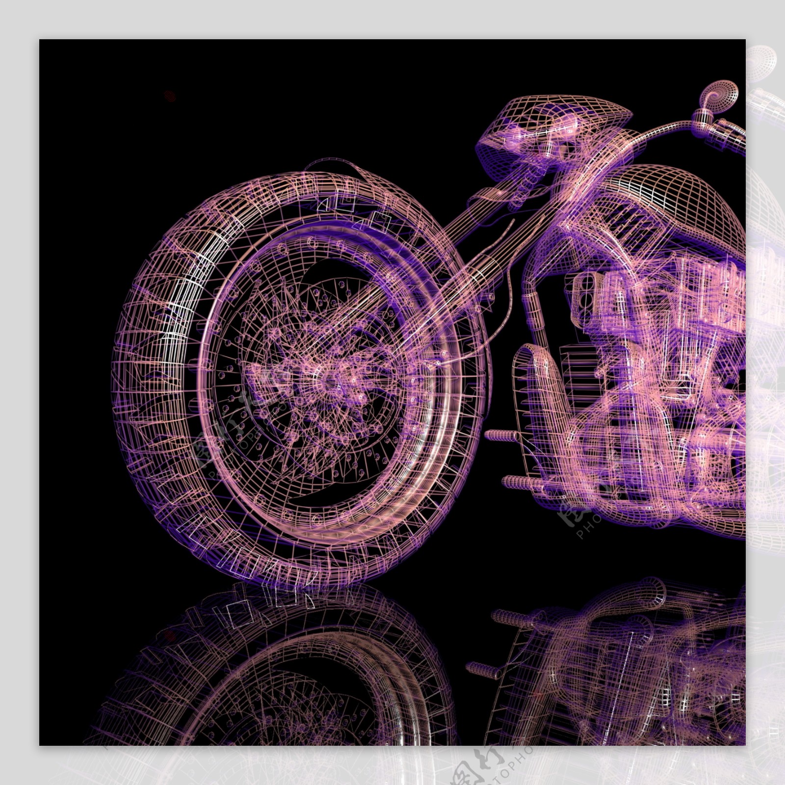 粉色立体摩托车图片