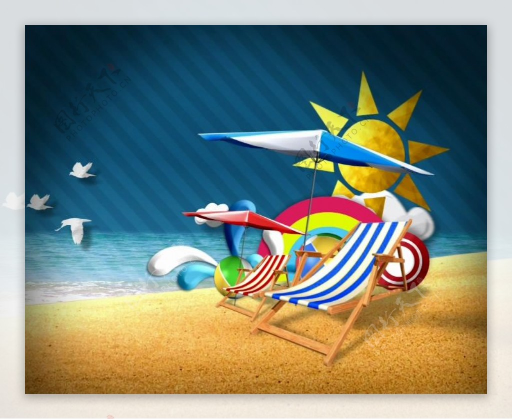 海边沙滩动画片头AE片头AE模板