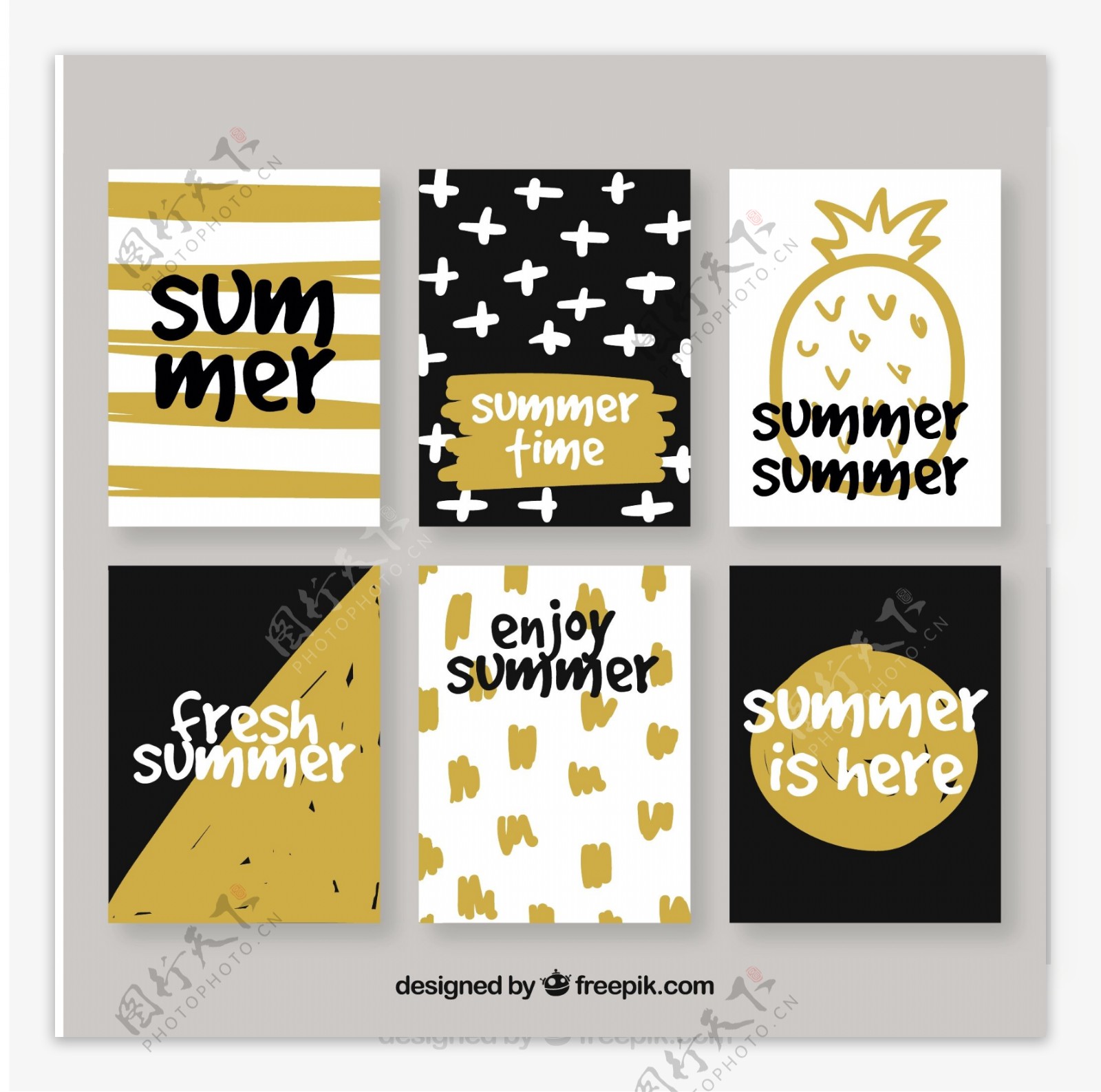金黄细节夏季元素卡片背景