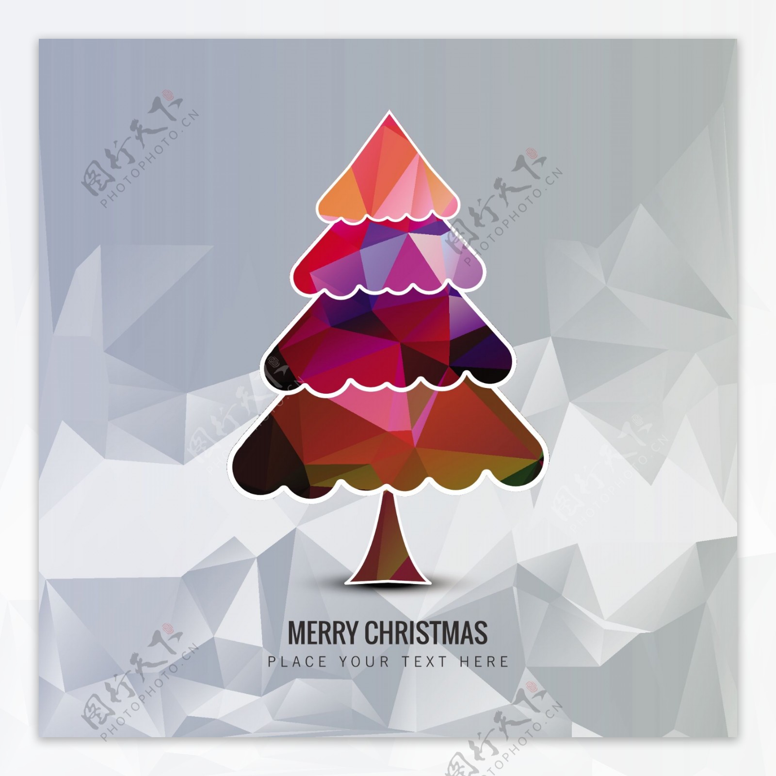 多边形风格的彩色圣诞树背景