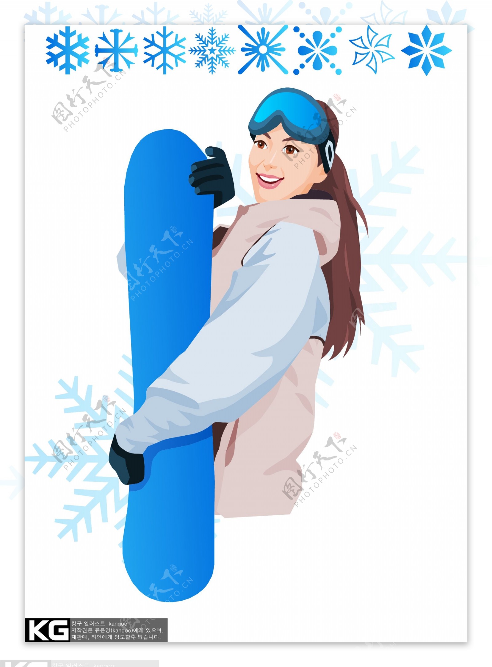 冬天滑雪的女孩