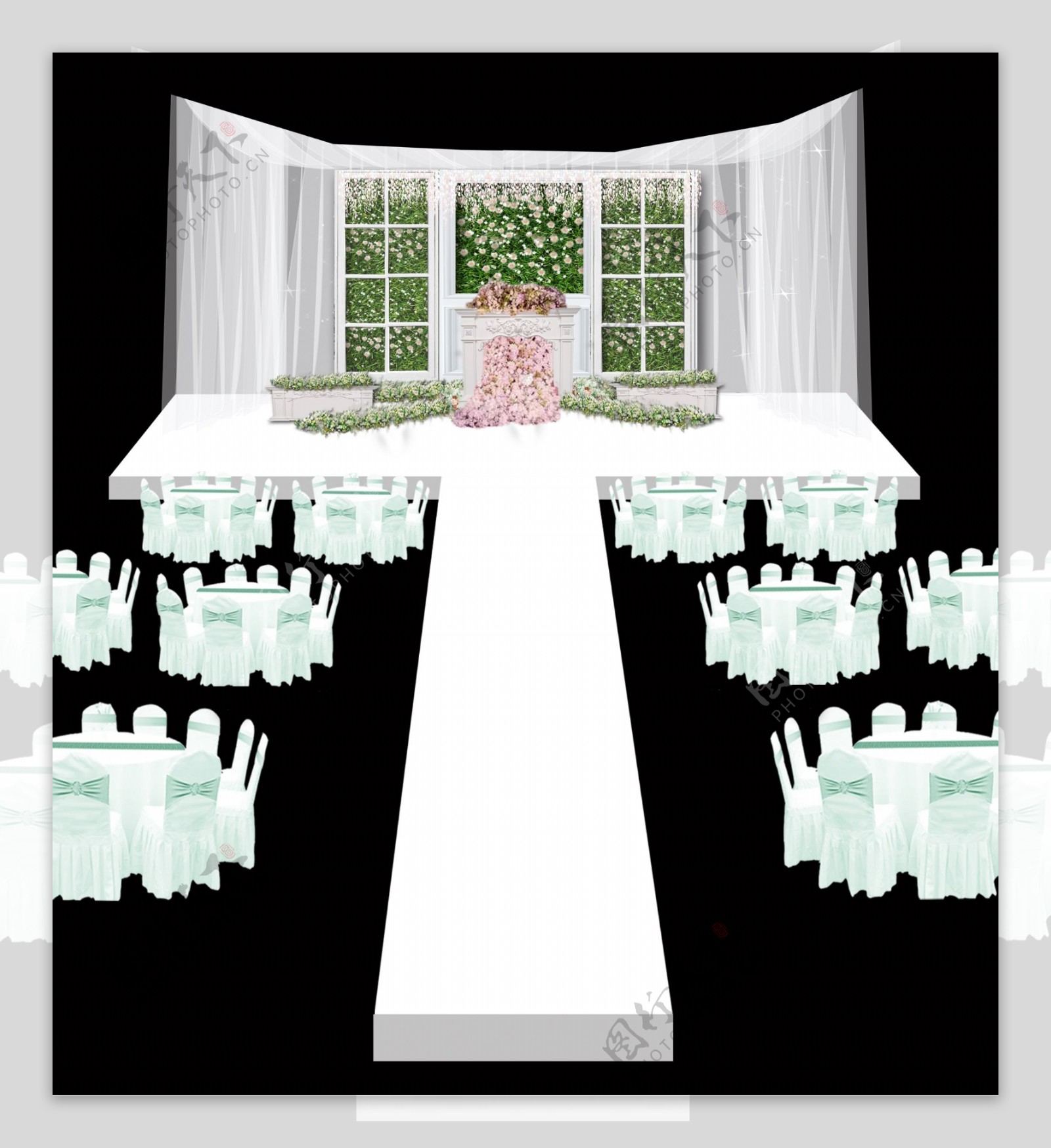 白绿小清新婚礼效果图设计图免费下载_5789像素_psd格式_编号43839871-千图网