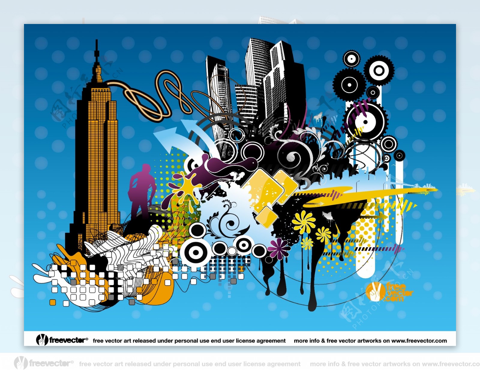 城市载体设计元素背景海报图案