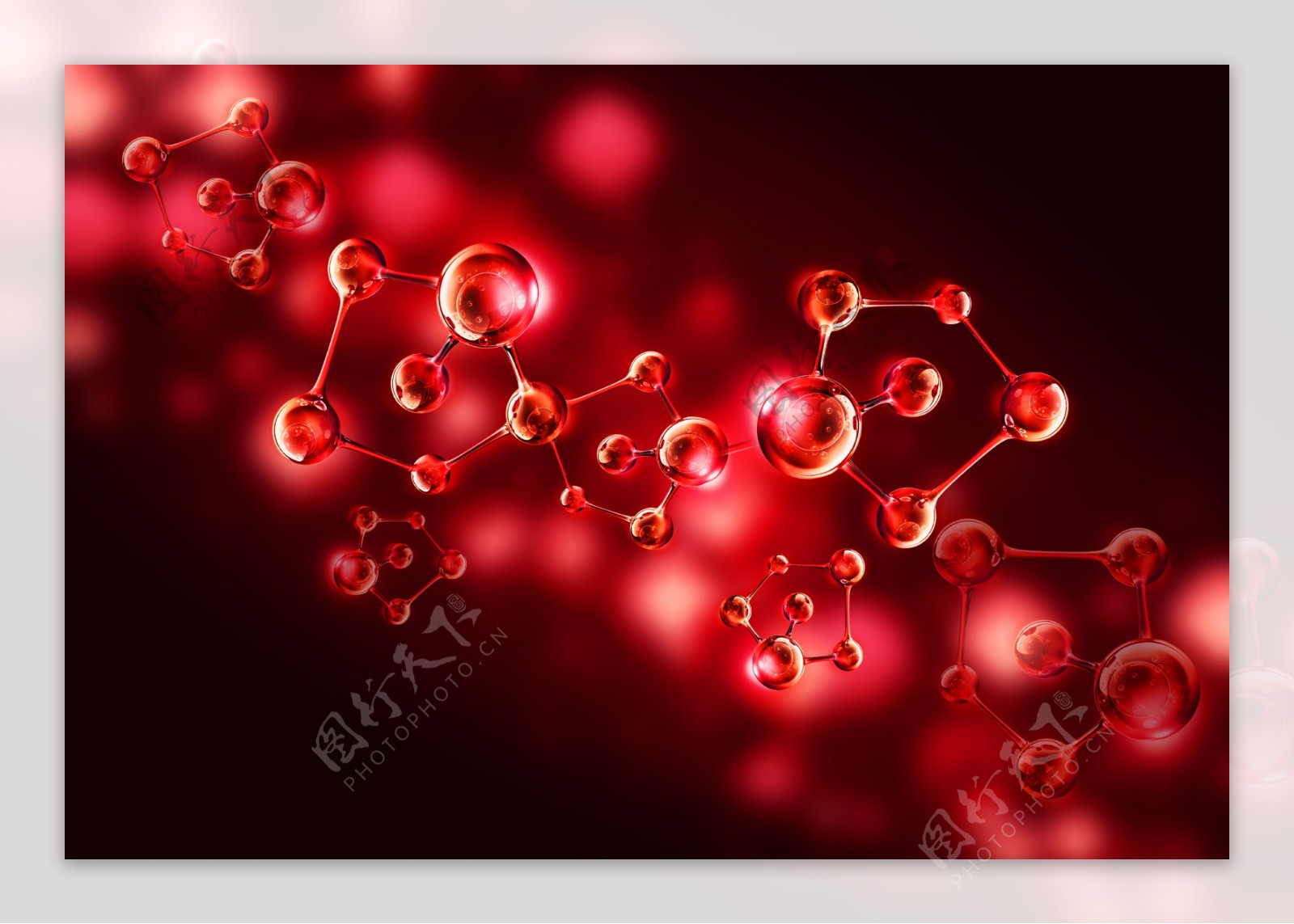 红色分子结构图片