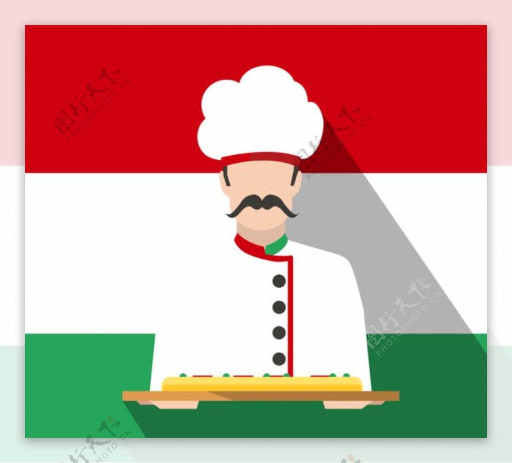 端着披萨的意大利厨师