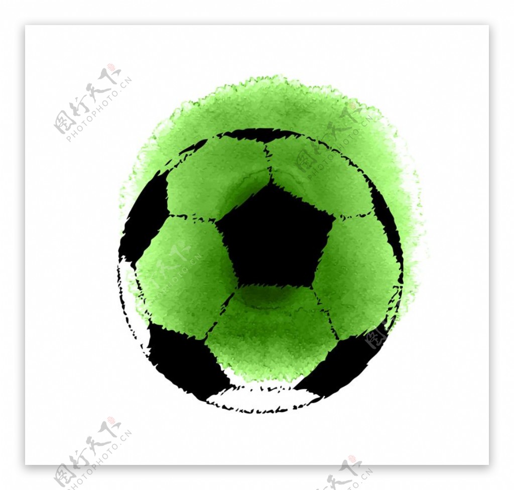 绿色水彩晕染足球矢量素材