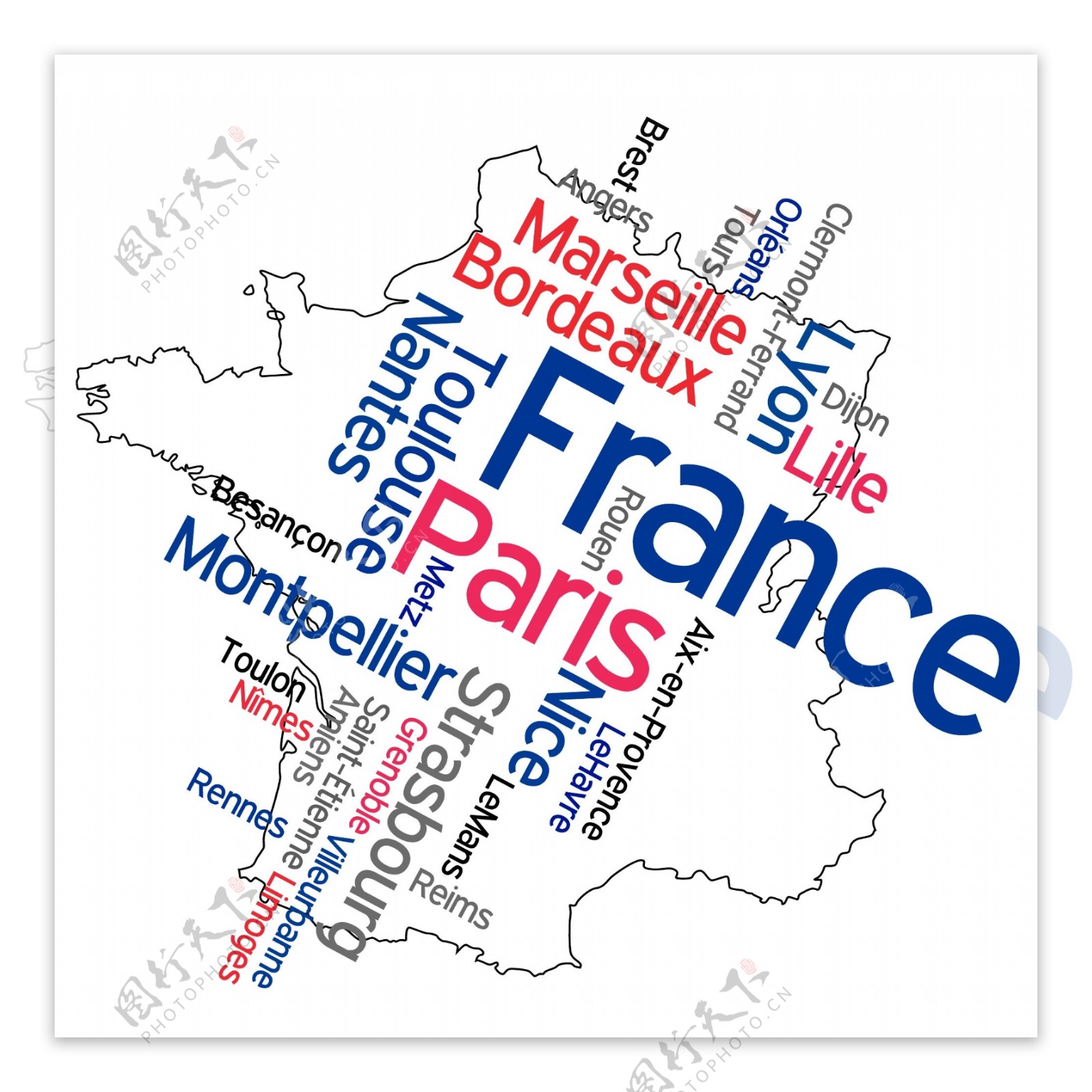 创意法国地图矢量素材