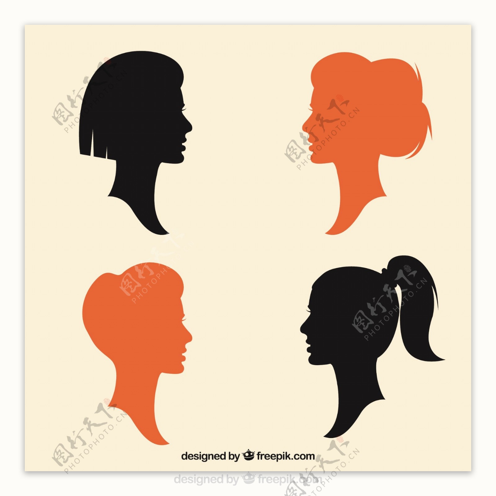 黑色和橙色的女性剪影