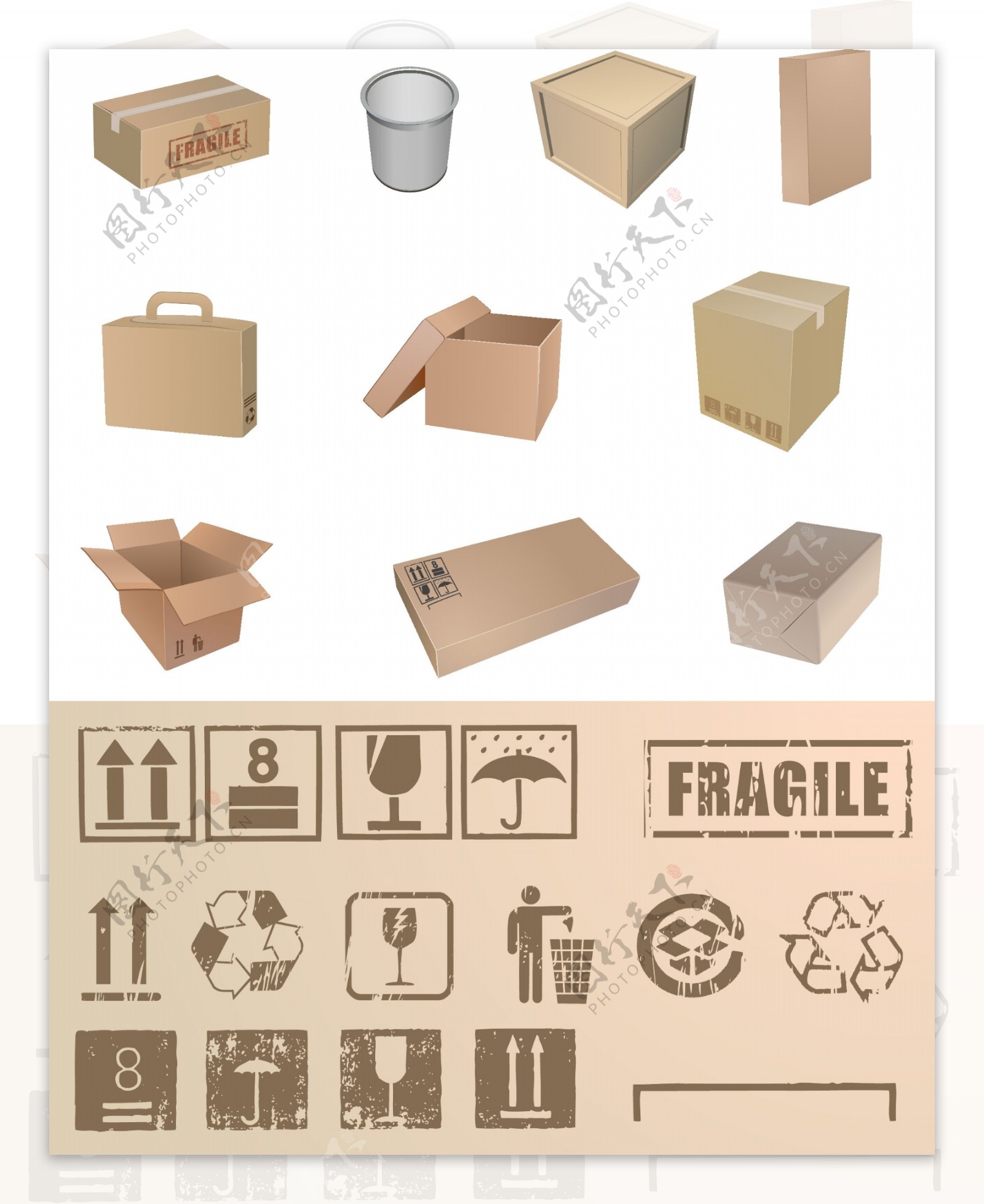 盒包装和标志的收集