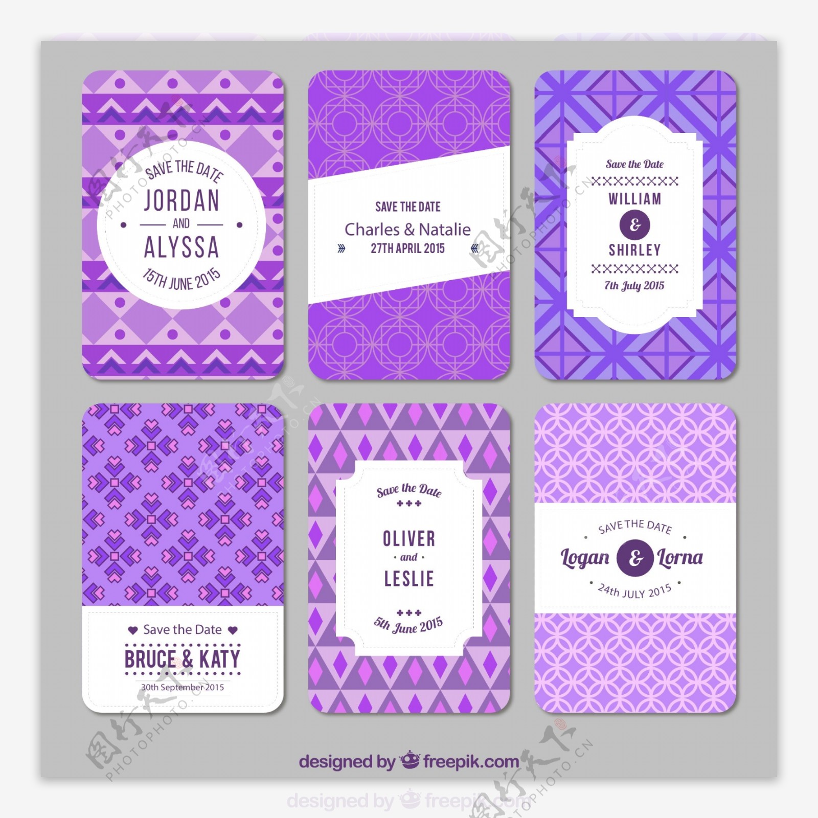 6款紫色欧式婚礼卡片