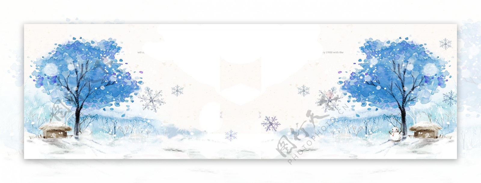 简约冬季素描雪景背景banner