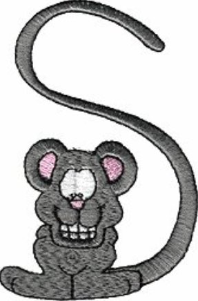 绣花动物老鼠文字英文免费素材