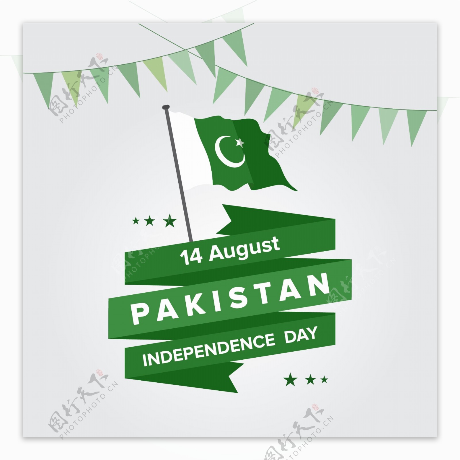 巴基斯坦国旗和丝带背景