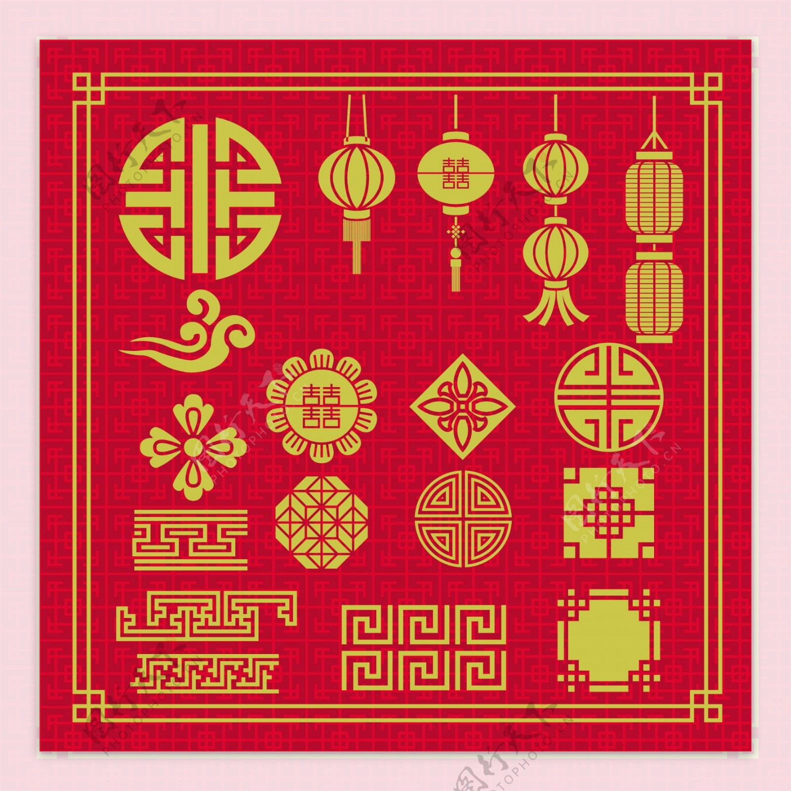中国花纹元素包