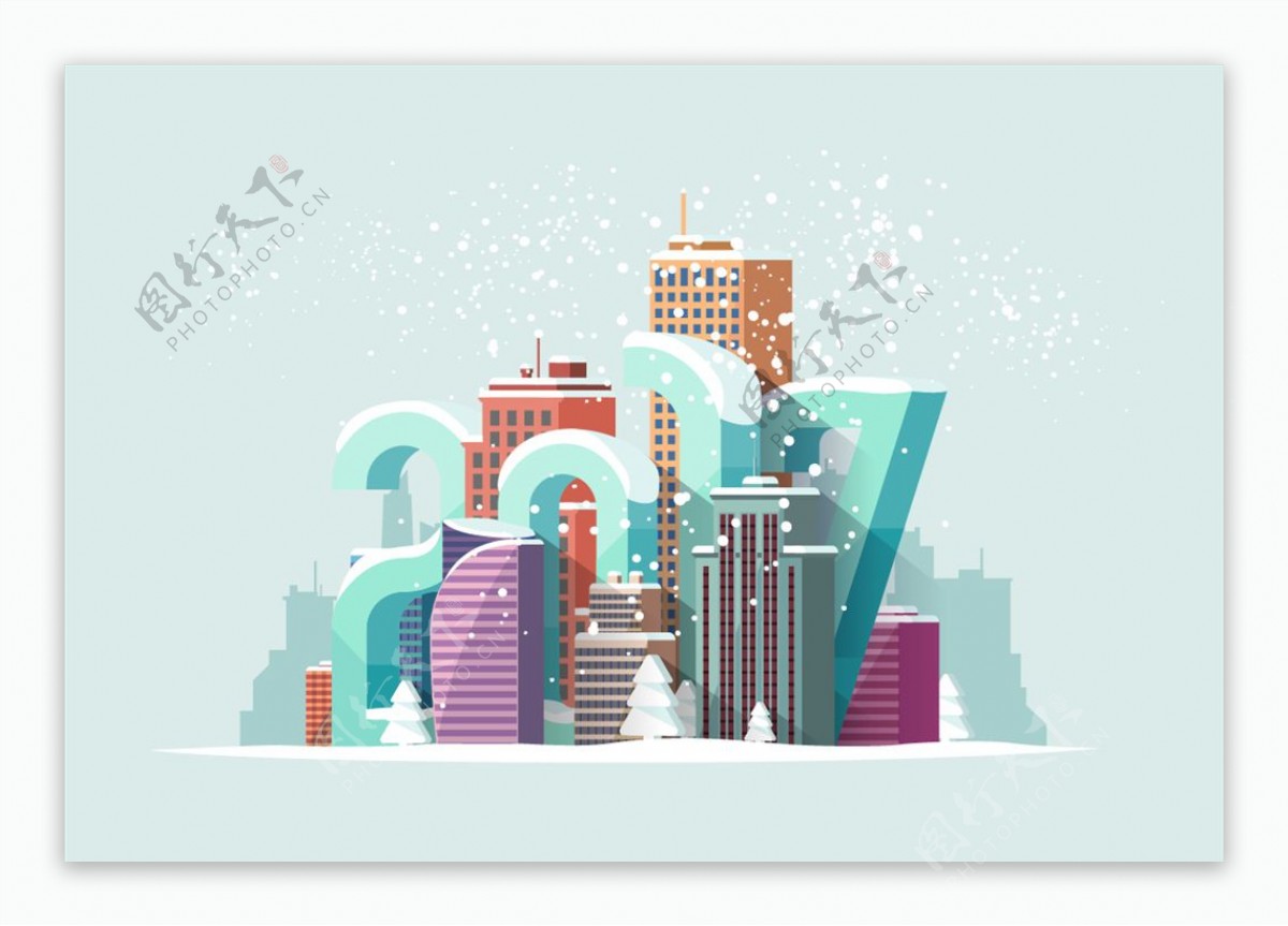 创意建筑2017新年背景