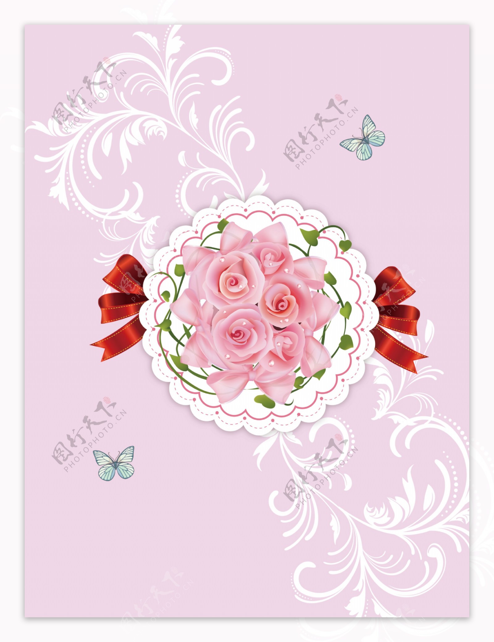 玫瑰花朵粉色移门装饰画