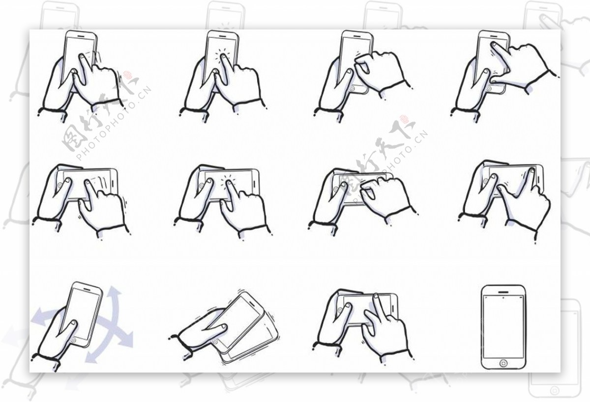 苹果手机手势符号sketch素材