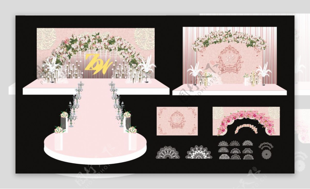 粉色蕾丝婚礼背景