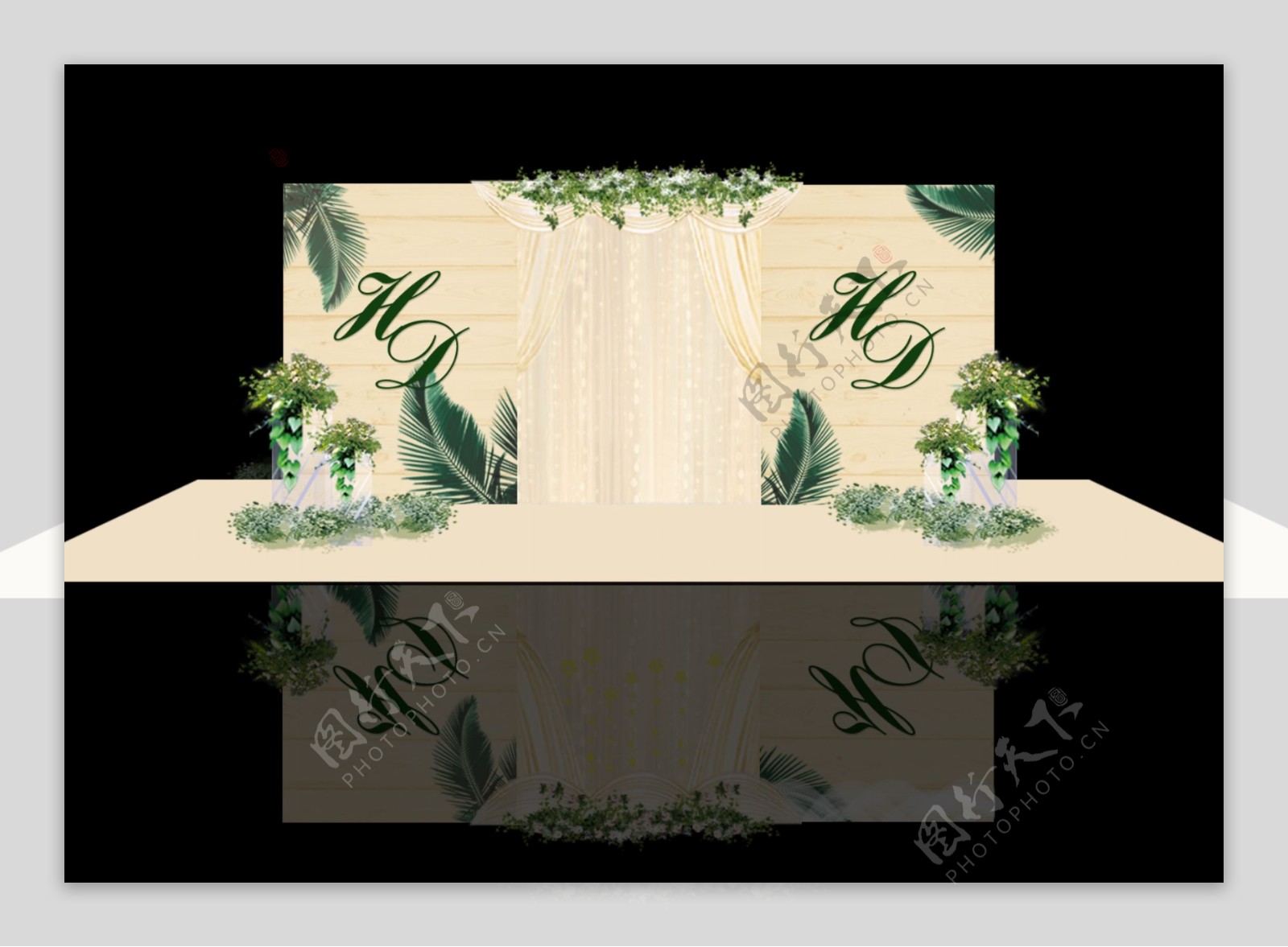 森系迎婚礼迎宾区效果图设计