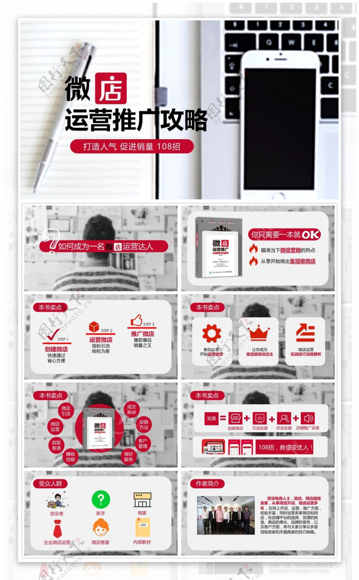 红色简约黑白产品介绍书籍发布设计模板