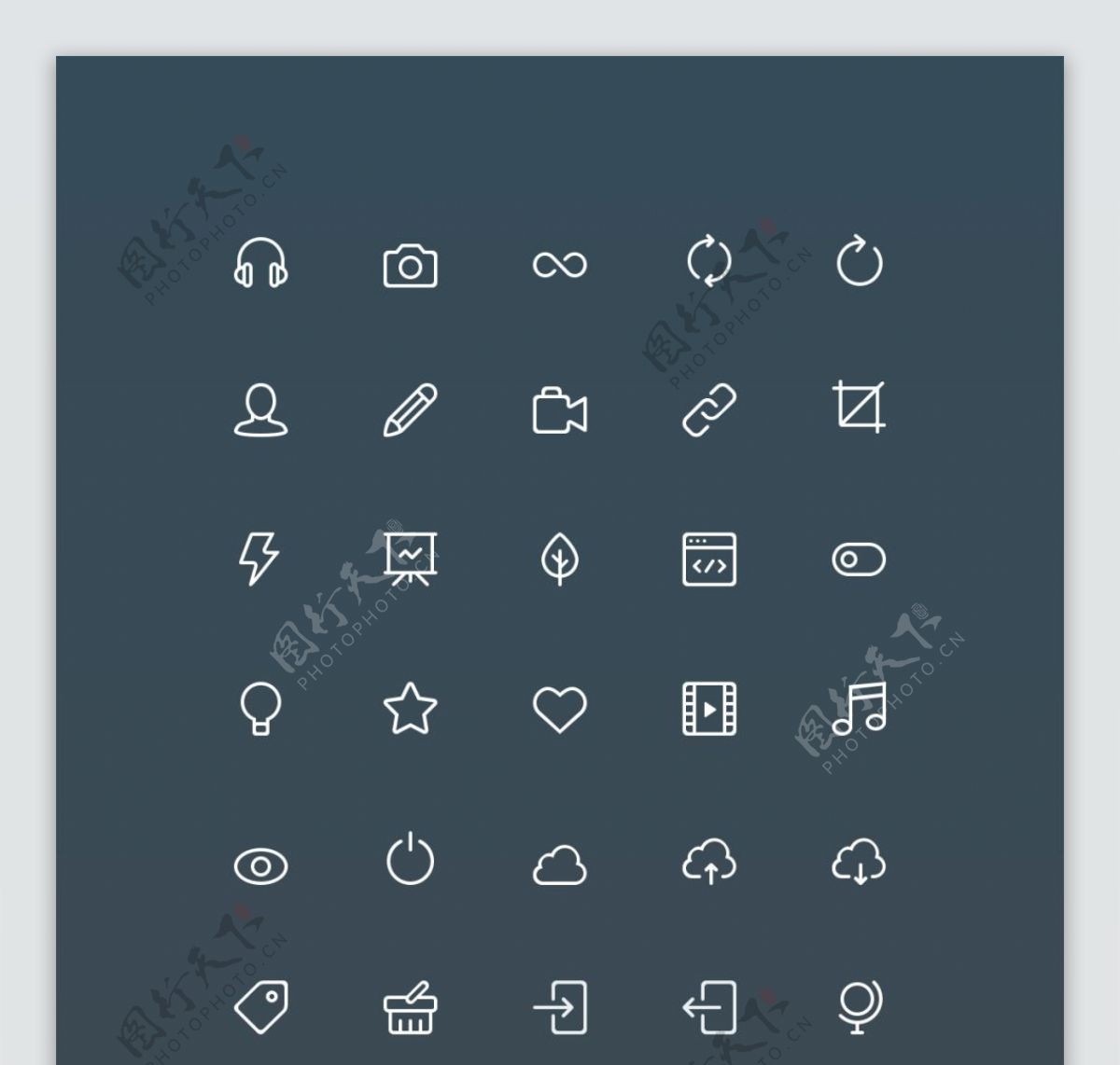 网页UI白色线性icon图标设计