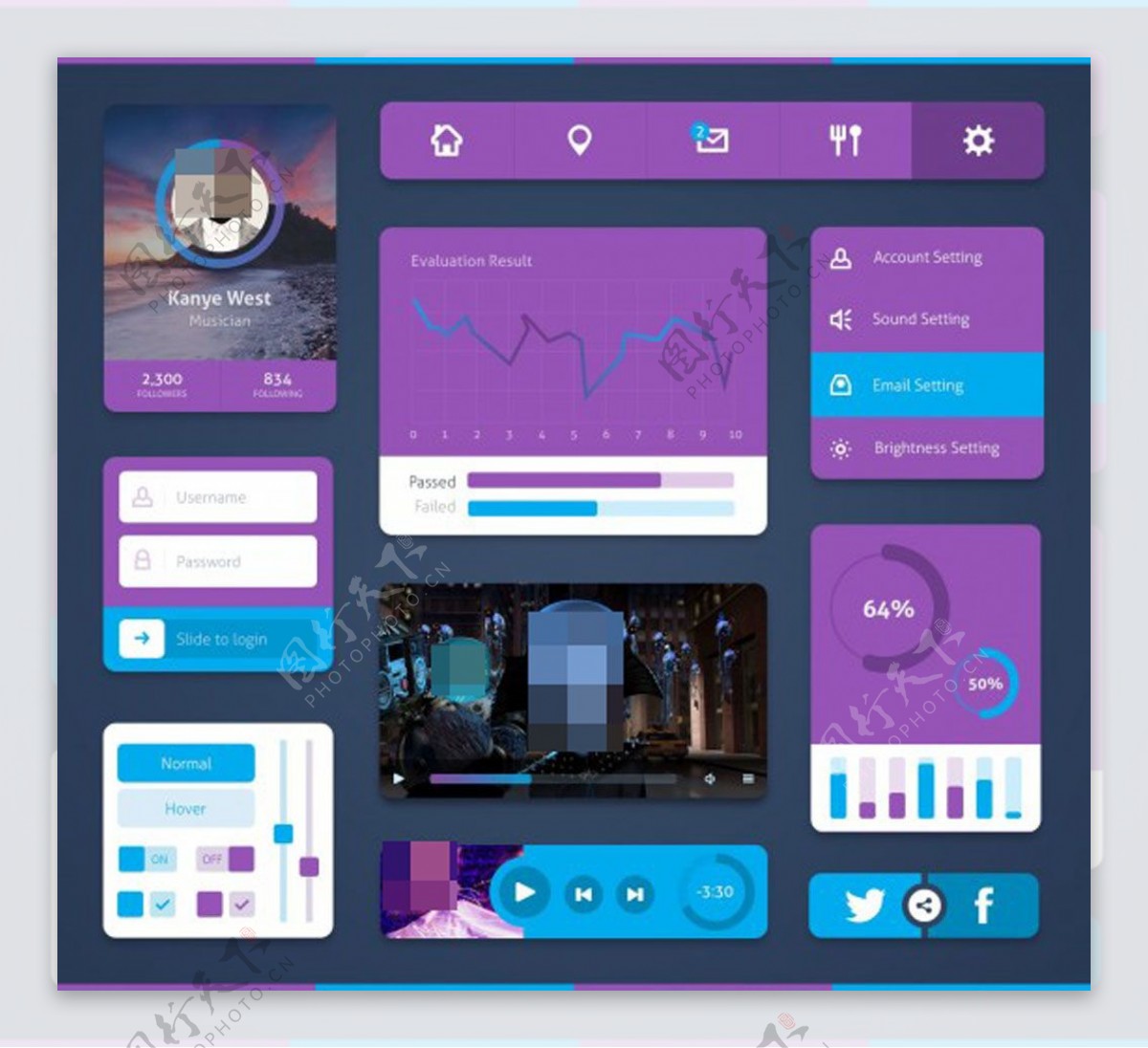 简洁的紫色UI主题包