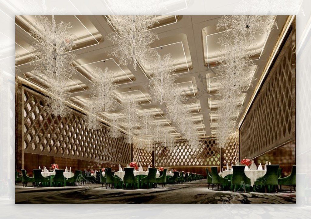 简约大气酒店餐厅空间模型下载