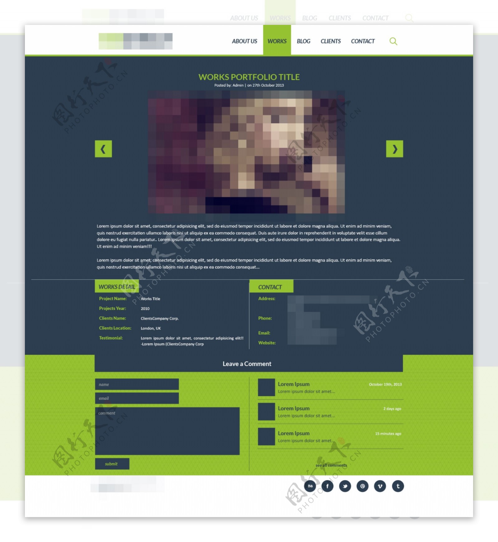 绿色网页UI商务电子产品详情界面设计素材