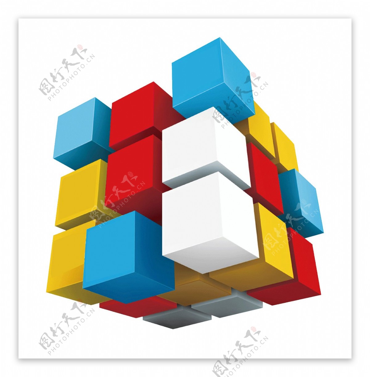 手绘立体方块元素