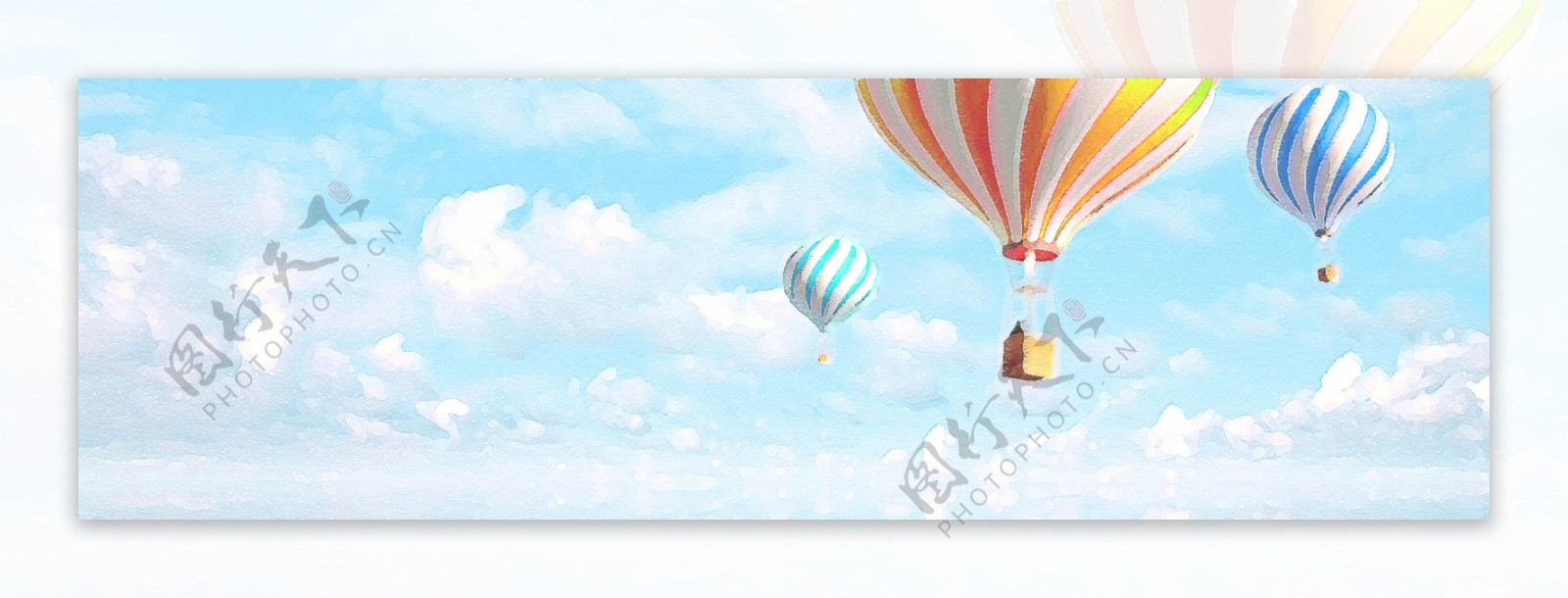 手绘天空热气球海报背景