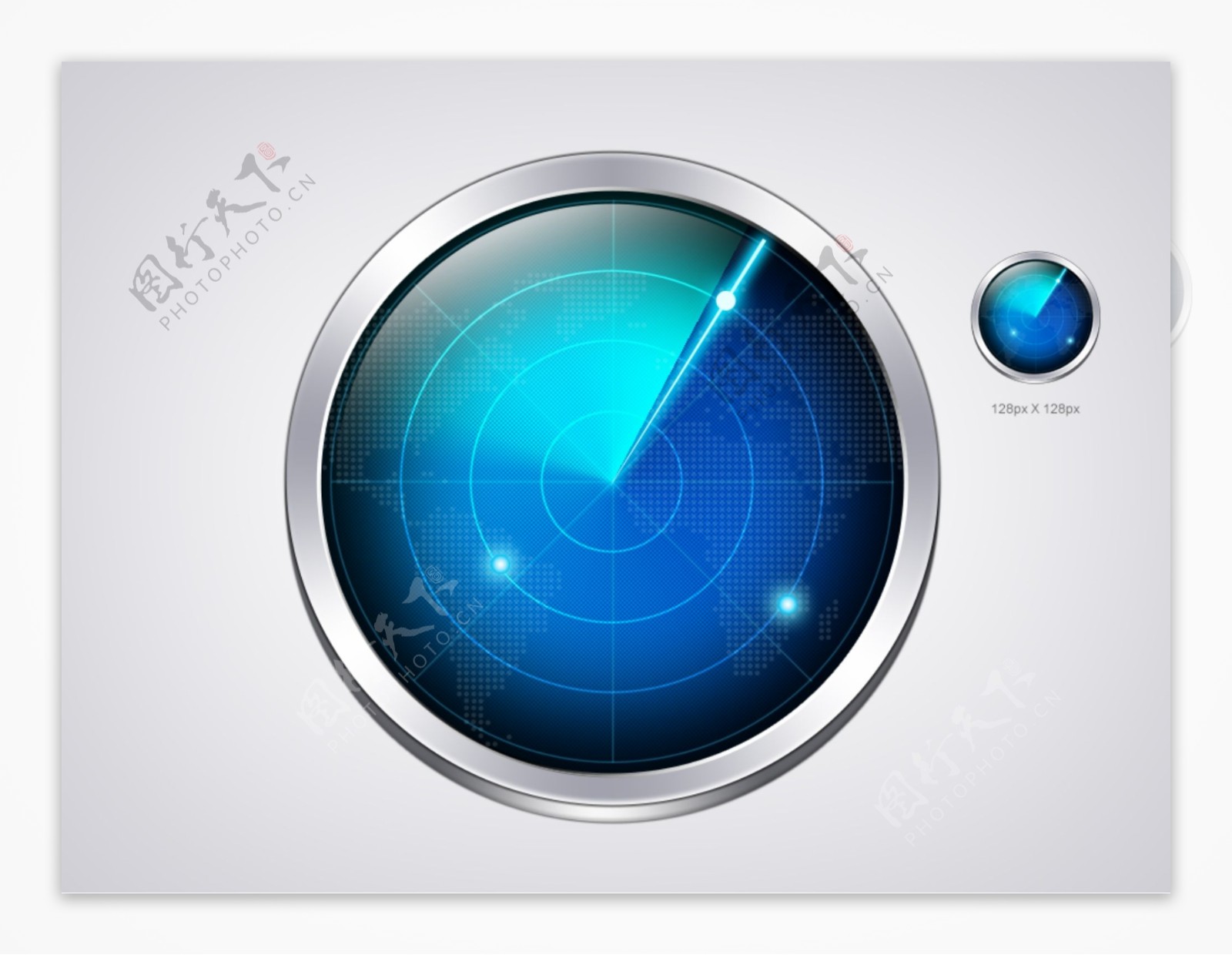 蓝色雷达图标icon设计