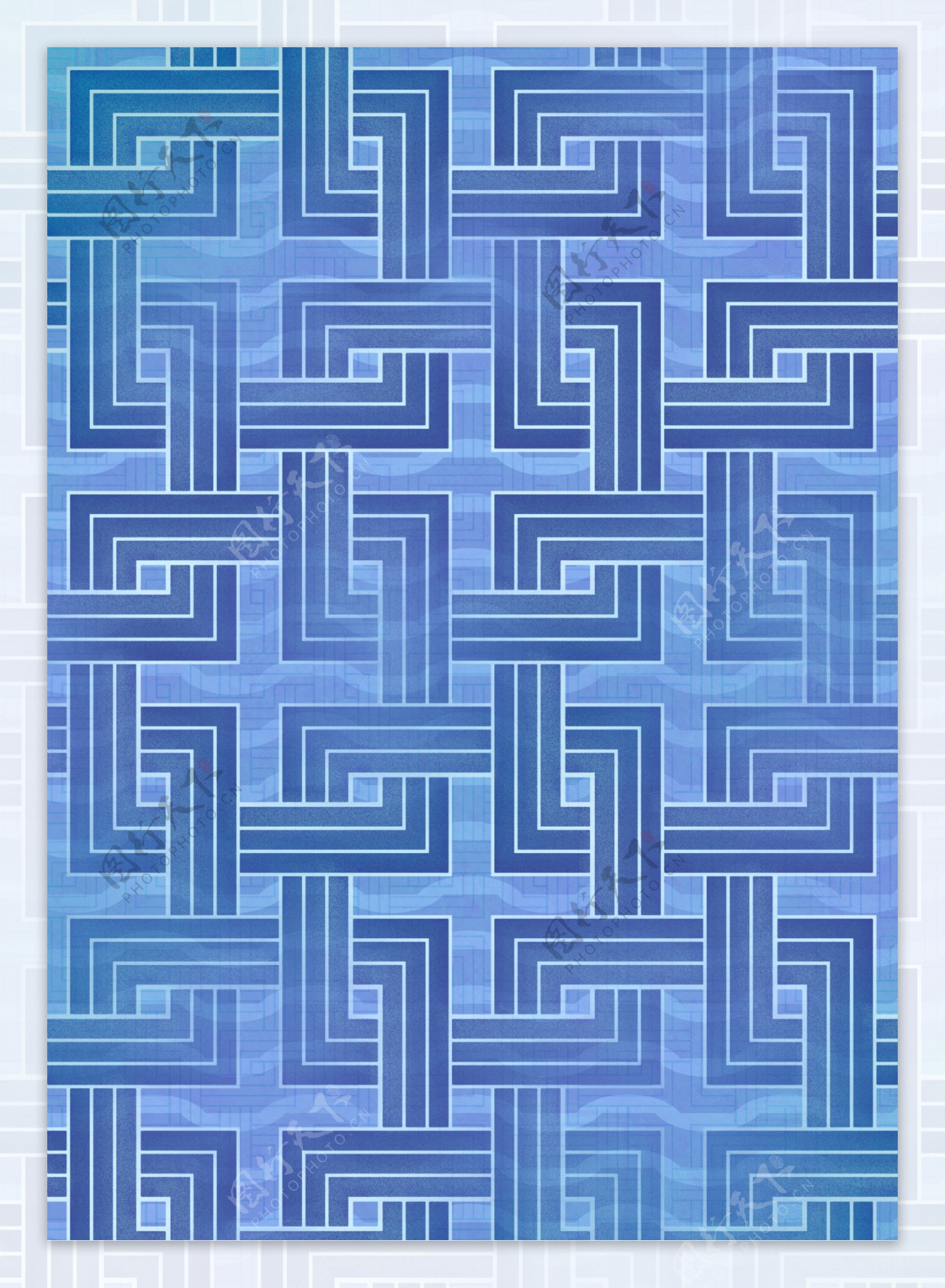 蓝色迷宫图案背景