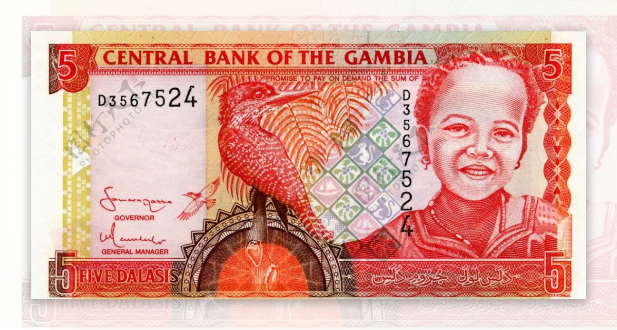 外国货币非洲国家冈比亚货币纸币高清扫描图